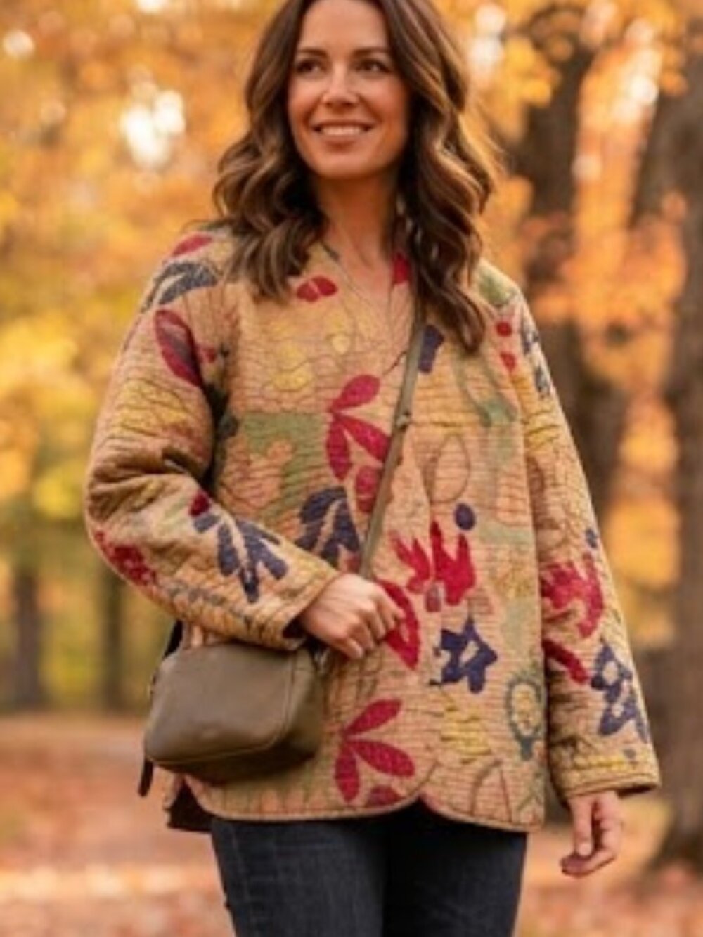 Textured Floral Leaf Pattern Jacket